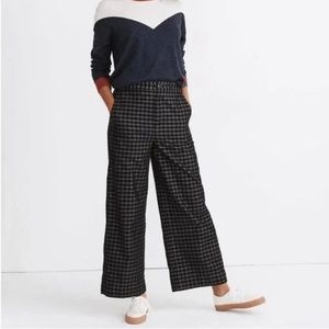MADEWELL Women's Huston Button Front Ankle Pants Checkered Corduroy  Gray
